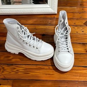 White platform boots